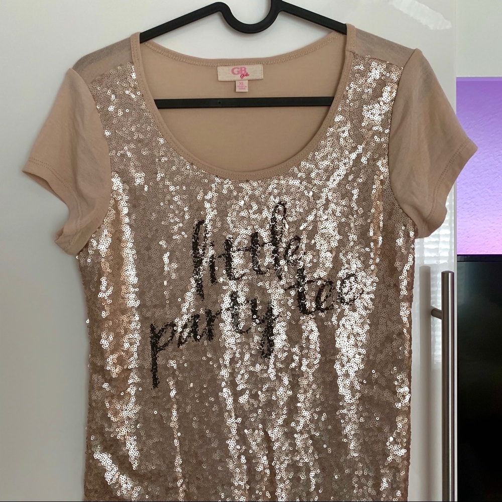 Girls “Little Party Tee” Sequin Top